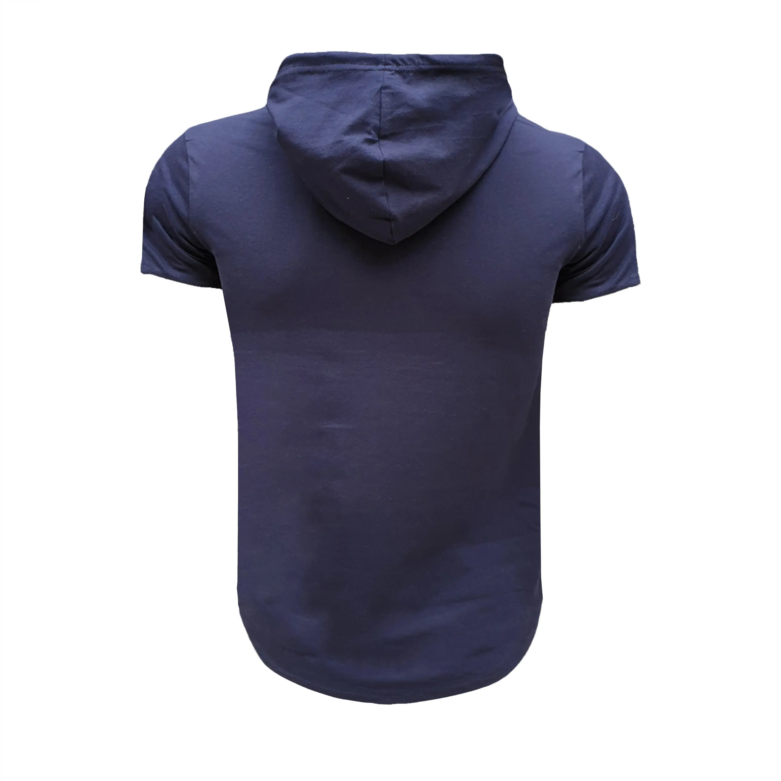 تی شرت آستین کوتاه کلاه دار مردانه سورمه ای طرح dream سایز L XL XXL