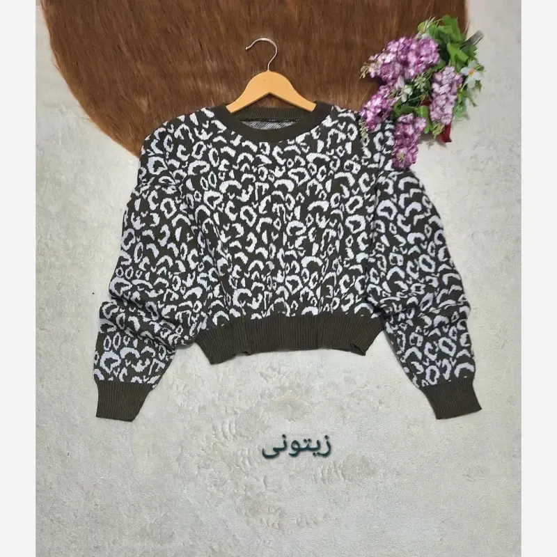 کراپ بافت پلنگی زنانه آکریل درجه یک فری سایز