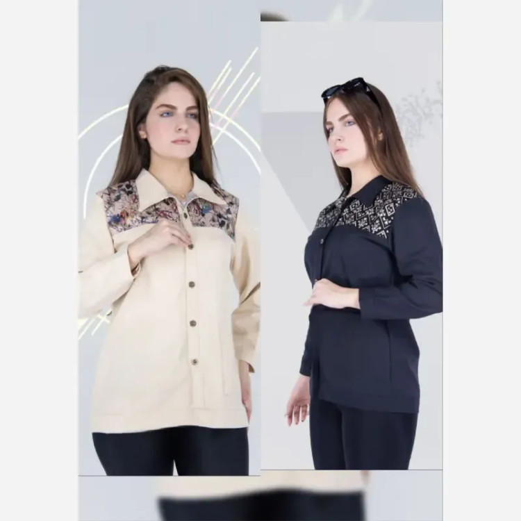 شومیز مانتویی کتان کتیبه دار فری سایز