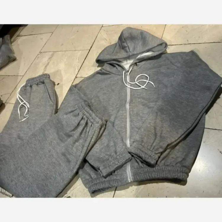 ست سویشرت و جاگر دورس داخل کرک فری سایز 36 تا 44 رنگ طوسی
