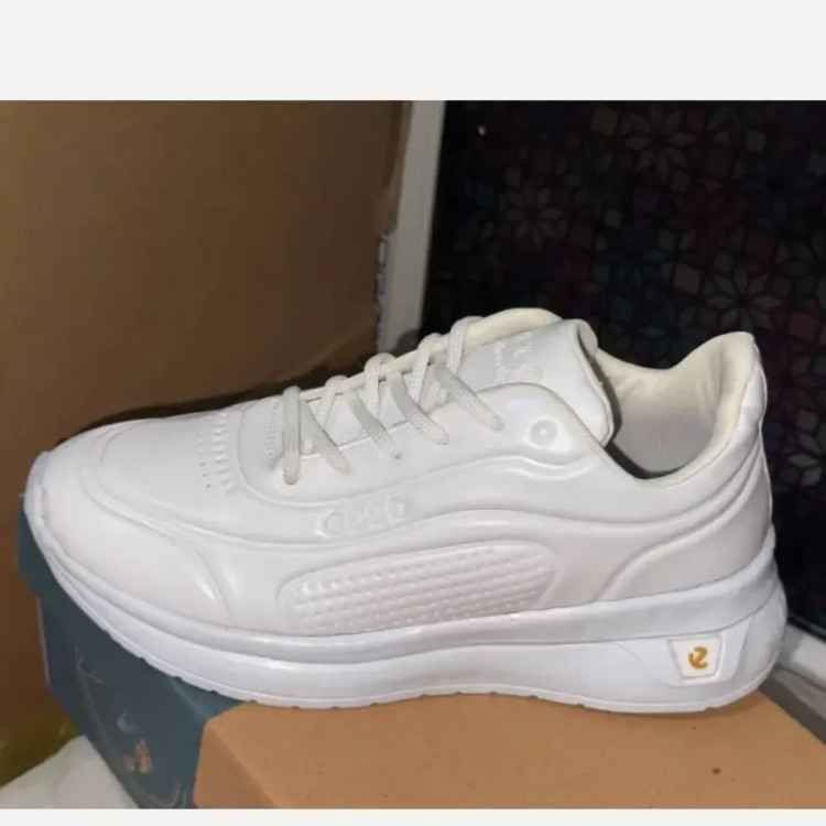 کتانی مردانه اکو چرم مصنوعی سفید پیاده روی روزمره