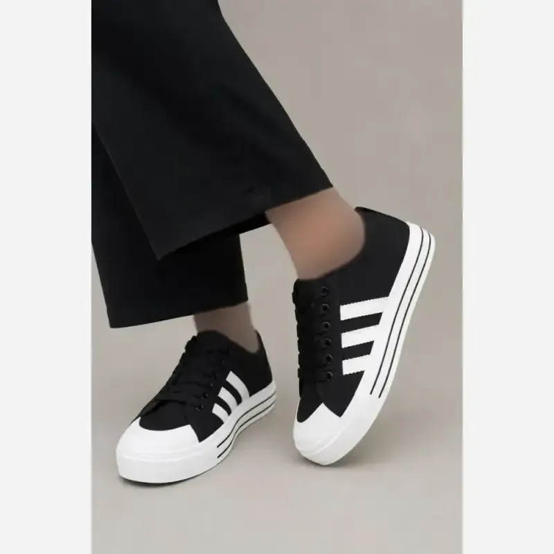 کتونی ونس سه خط رویه کتان زیره پیویسی سایز 37 تا 40