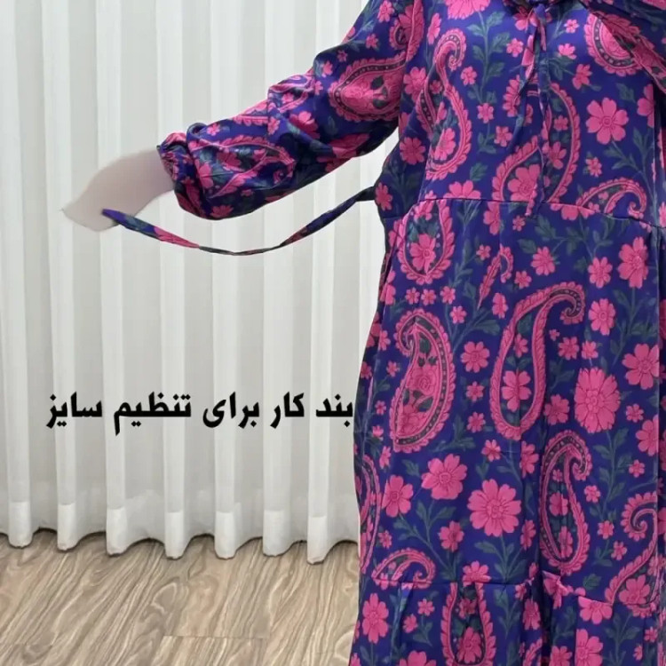 پیراهن فلور بوگاتی فری سایز تا 48 زنانه تنخور شیک و راحت چهارفصل بدون بدن نما