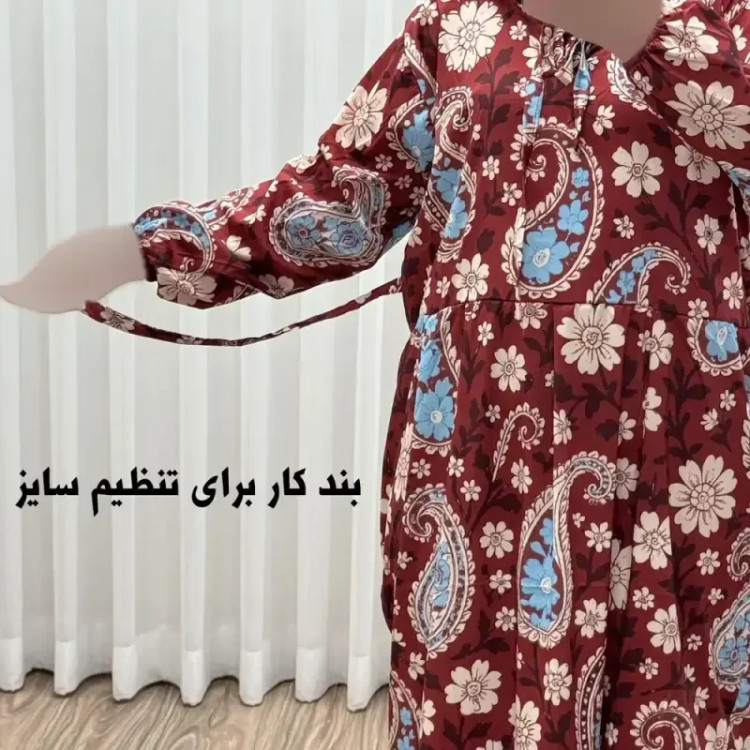 پیراهن فلور بوگاتی فری سایز تا 48 زنانه تنخور شیک و راحت چهارفصل بدون بدن نما