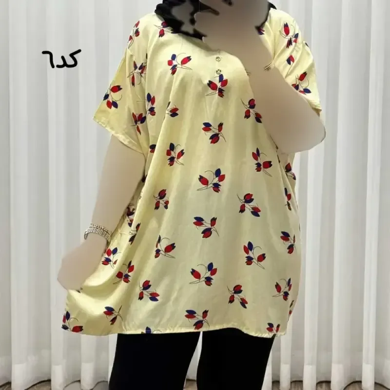 تیشرت نخی فری سایز زنانه مصی کد 1394 تن خور راحت چهارفصل