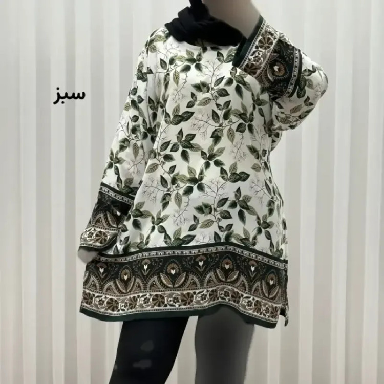 تونیک نخی فری سایز تا 52 حاشیه دار کمربنددار چهارفصل زنانه و دخترانه کد 1455