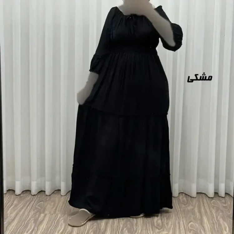 پیراهن ساحلی زنانه نخی مدل پرنسسی فری سایز مناسب تا 48 با کمربند