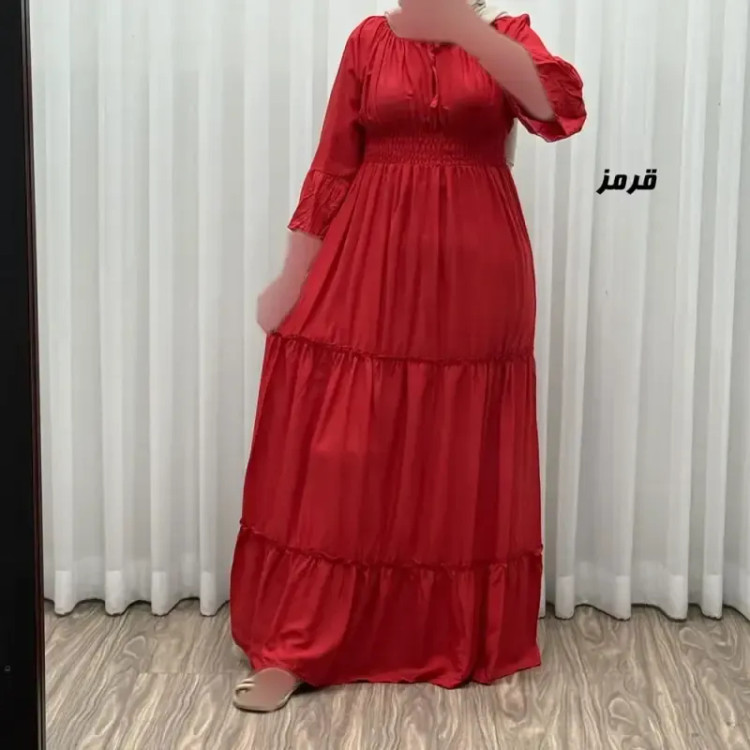 پیراهن ساحلی زنانه نخی مدل پرنسسی فری سایز مناسب تا 48 با کمربند