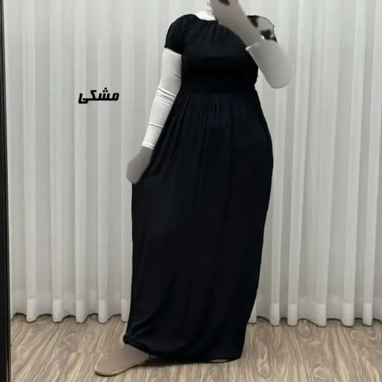 پیراهن ساحلی نخی زنانه و دخترانه آستین کوتاه فری سایز مدل باربی