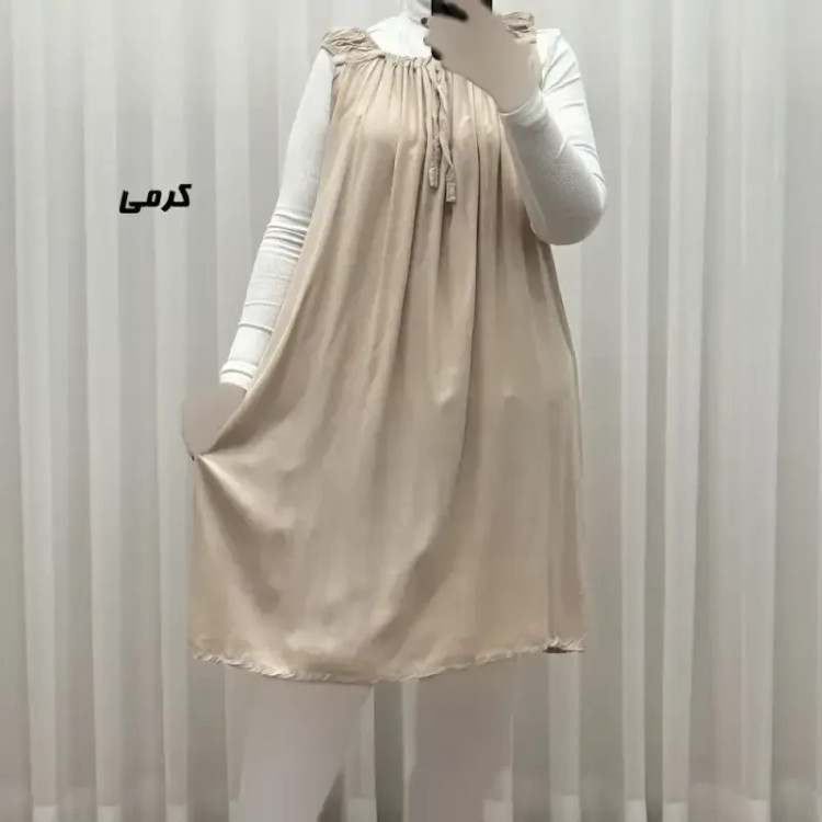 سارافون نخی زنانه کوتاه ساده فری سایز مناسب تا سایز 52