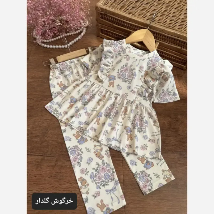 ست راحتی دخترانه بلوز و شلوار جنس پنبه سایز 40 تا 60 مناسب 2 تا 9 سال