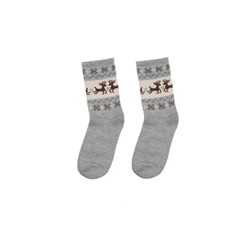 جوراب ساقدار زنانه طرح چاپی گوزن نخ و پنبه فری سایز